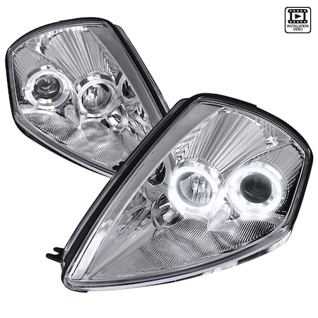 Spec-D Tuning 00-05 Mitsubishi Eclipse Halo Projector Headlight Chrome Housing LHP-ELP00-ABM